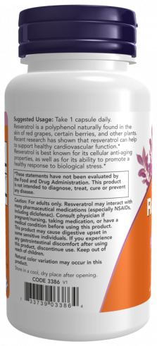 NOW Natural Resveratrol, Натуральный Ресвератрол, 60 капсул