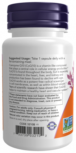 NOW Co Q10, 100 mg, Кофермент Q10, 100 мг, 30 капсул