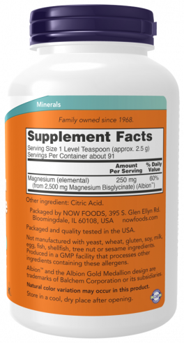 NOW Magnesium Bisglycinate, Магния Бисглицинат, 227 грамм