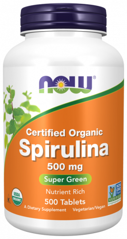 NOW Certified Organic Spirulina 500 mg, 500 таблеток