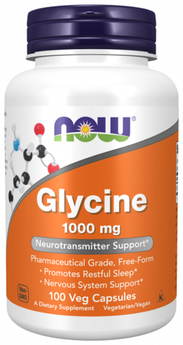 NOW Glycine 1000 mg, Глицинон, 100 капсул