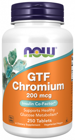 NOW GTF Chromium 200 mcg, Хром 200 мкг, 250 таблеток