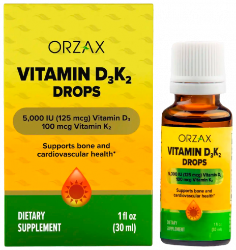 Orzax Vitamin D3K2 Drops, Витамин D3К2 Капли, 30 мл