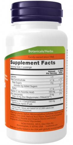 NOW Sambucus Zinc-C, 60 таблеток