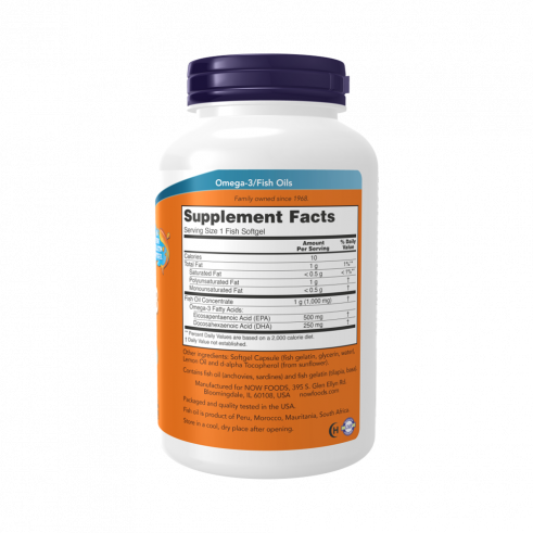 NOW Ultra Omega-3 Fish Oil 500 EPA/250 DHA, Ультра Омега-3 Фиш Ойл 500 ЭПК/250 ДГК, 180 капсул