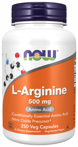 NOW L-Arginine 500 mg, L-Аргинин 500 мг, 250 капсул